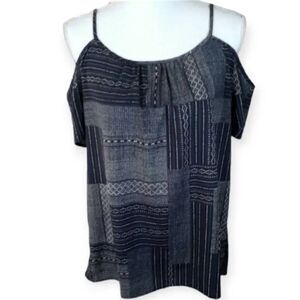 BASS COLD SHOULDER BLUE BLOUSE SZ.S EUC.